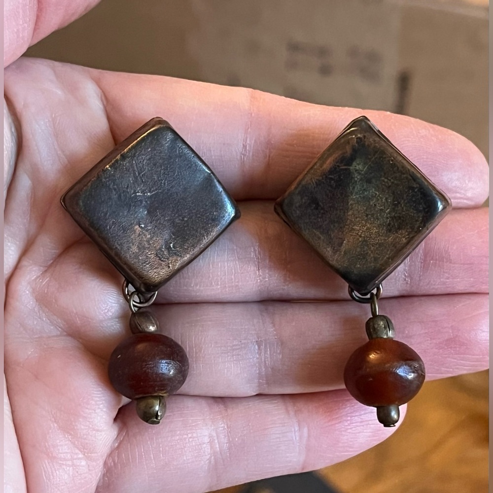Bakelite and Brass Indian Earrings